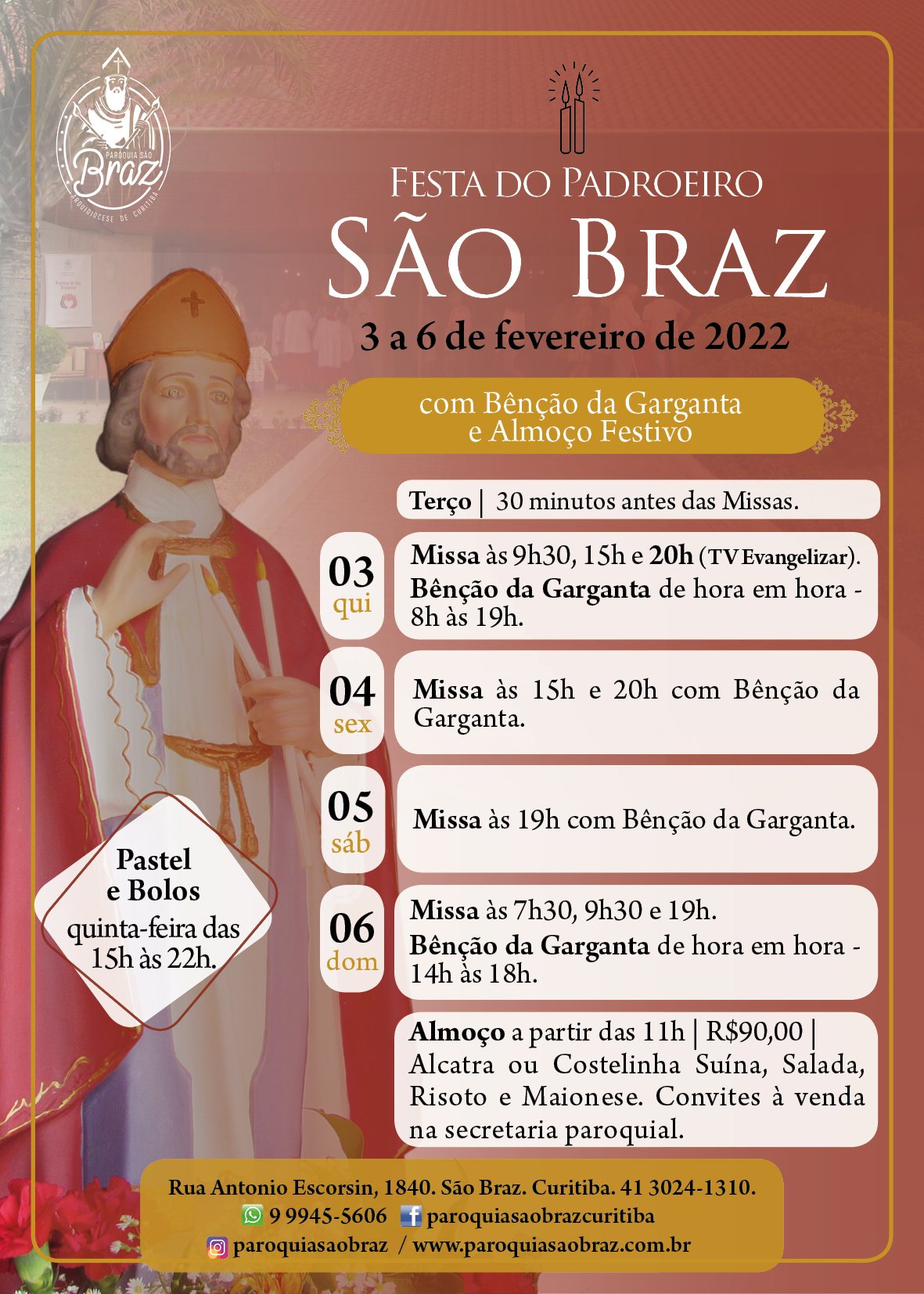 São Braz, o protetor da garganta - Igreja católica em Curitiba